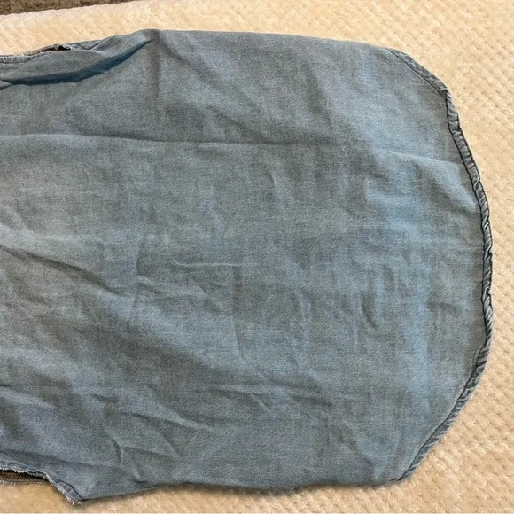 RISEN Womens Jean Denim Shirt Sleeveless Denim Button-Up Shirt Casual Small - Picture 9 of 12